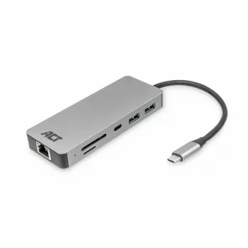 ACT AC7092 USB-C 4K HDMI Ethernet USB-A kortelių skaitytuvas – 7 viename dokavimo stotelė