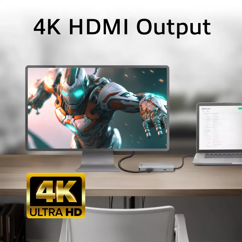 ACT AC7092 USB-C 4K HDMI Ethernet USB-A kortelių skaitytuvas – 7 viename dokavimo stotelė