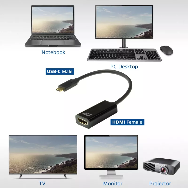 ACT USB-C į HDMI adapteris AC7310 0,15 m USB Type-C HDMI Type A
