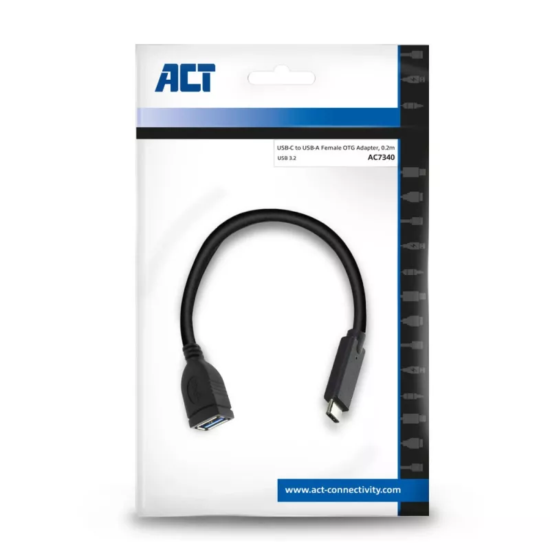 ACT USB 3.0 laidas OTG USB-C kištukas į USB-A lizdą 0,2 m 5 Gbit/s