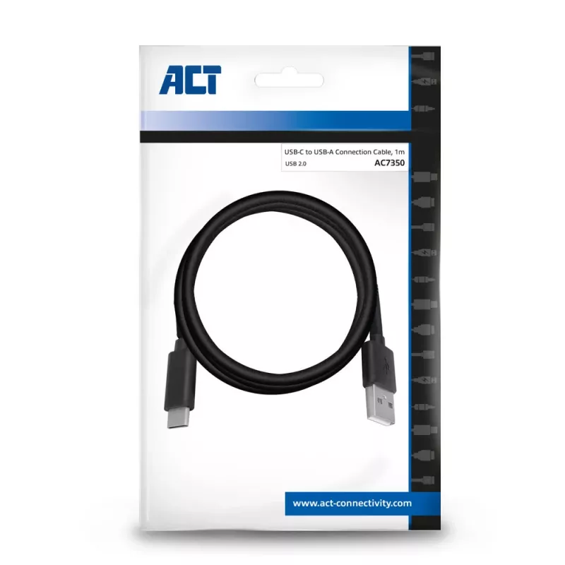 ACT USB 2.0 kabelis USB-A į USB-C 1 m AC7350