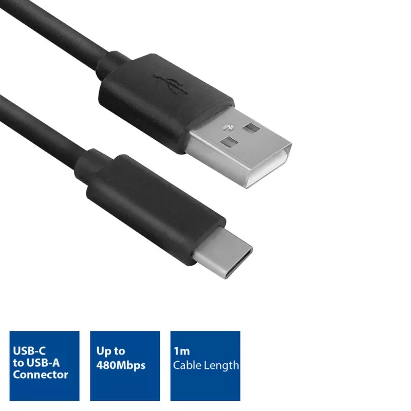 ACT USB 2.0 kabelis USB-A į USB-C 1 m AC7350
