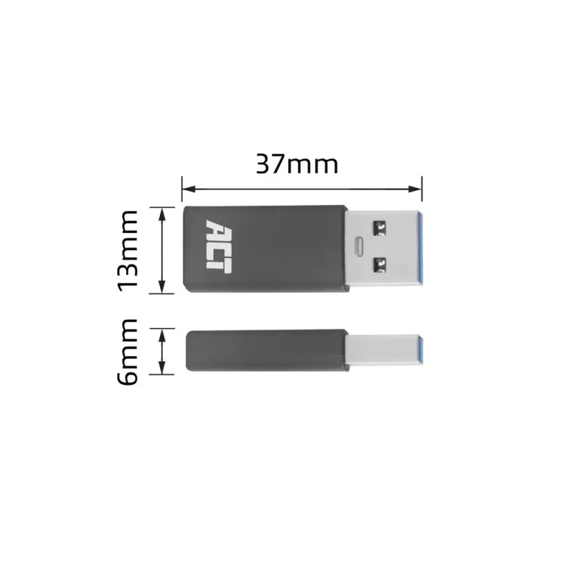 USB-A į USB-C adapteris ACT AC7375 pilka