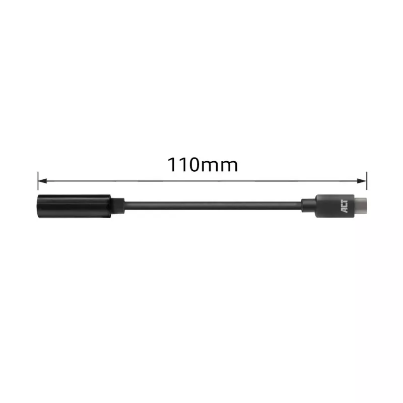 Garso adapteris ACT AC7380 0.11 m 3,5 mm lizdas USB-C kištukas juodas