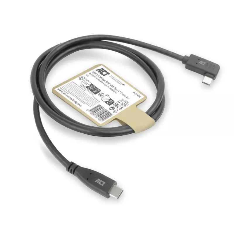 ACT USB 3.0 kampinis USB-C laidas 1 m 5 Gbit/s juodas