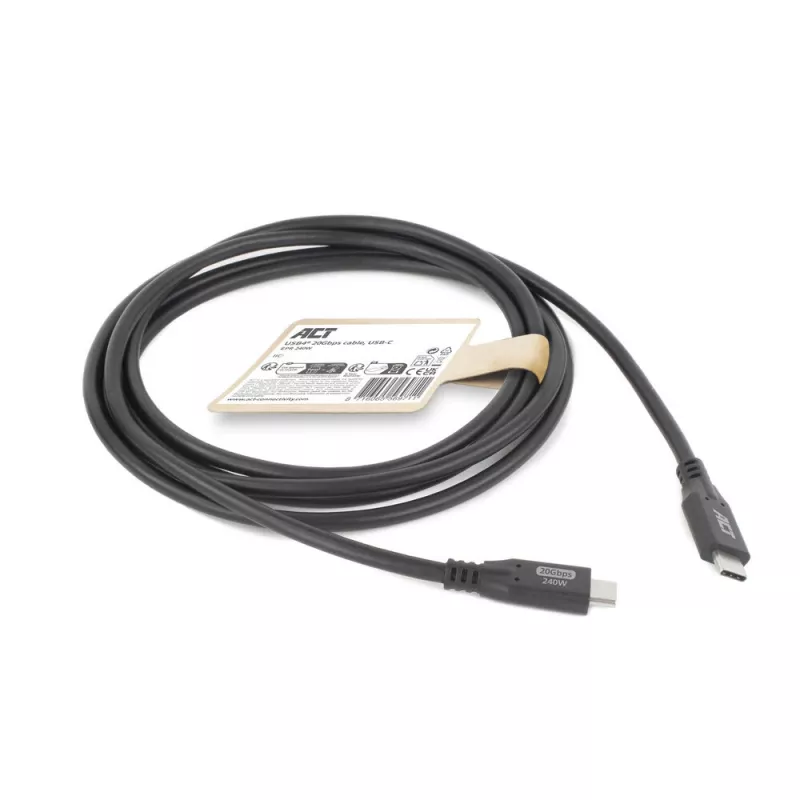 ACT USB4 20Gbps 240W USB Type-C laidas 1 m juodas