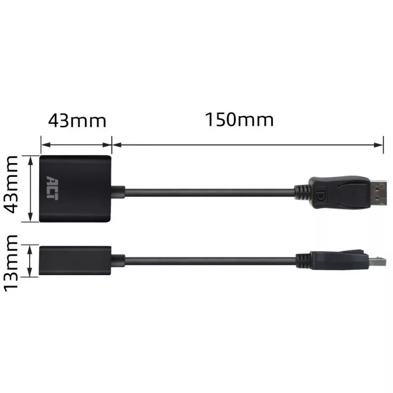 ACT DisplayPort (vyriškas) į DVI-D (moteriškas) adapteris 0,15 m AC7510
