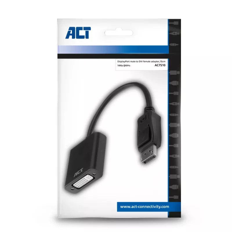 ACT DisplayPort (vyriškas) į DVI-D (moteriškas) adapteris 0,15 m AC7510
