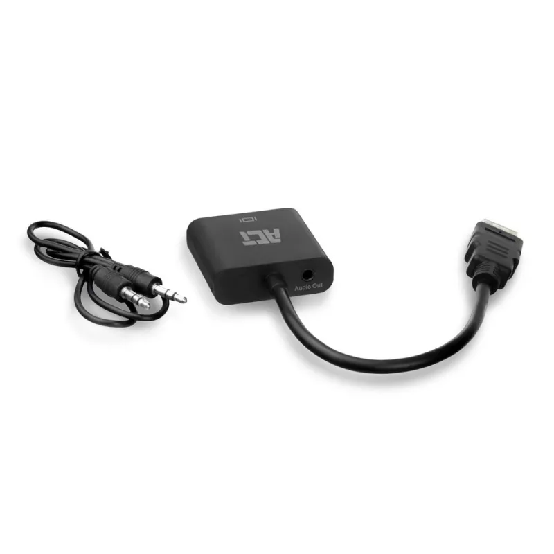 ACT AC7535 HDMI-A (vyriškas) į VGA (moterišką) adapteris su 3,5 mm garso išvestimi, 0,15 m