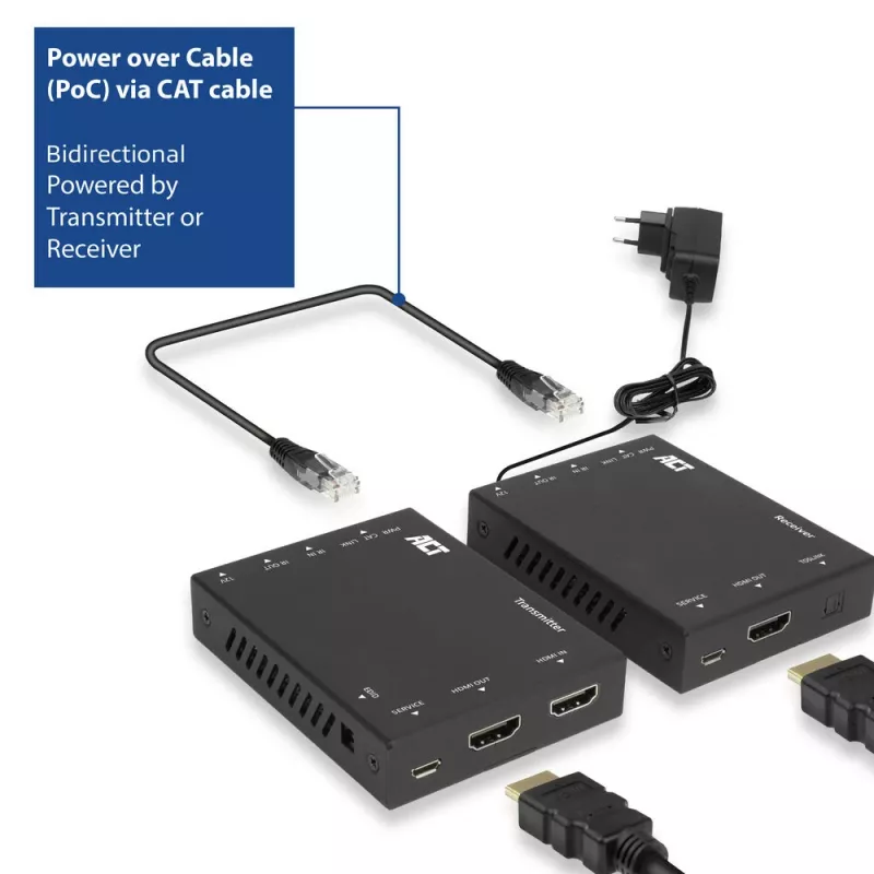 AV siųstuvas ir imtuvas ACT 4K HDMI 2.0 prailgintuvas per CAT6 UTP su IR palaikymu 60 metrų