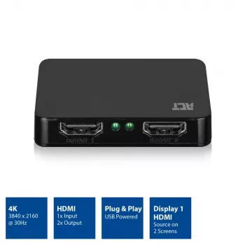 ACT AC7835 HDMI 1.4 skirstytuvas 2 prievadai 4K 3840 x 2160 juodas