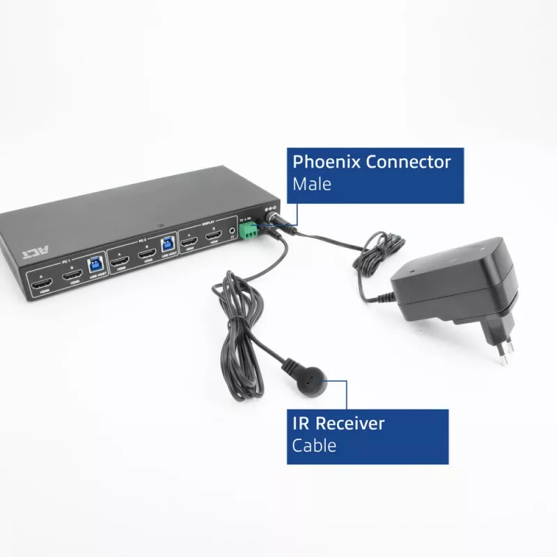 ACT AC7914 2 prievadų dvigubo HDMI KVM jungiklis, 4K@60Hz, USB 3.2 Gen1