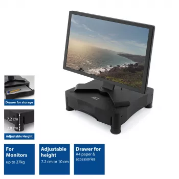 Monitor stovas ACT AC8200 reguliuojamo aukščio su stalčiumi juodas