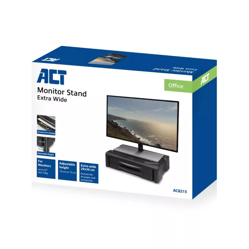 ACT Monitor stovas AC8215 itin platus, reguliuojamo aukščio, su dviem stalčiais