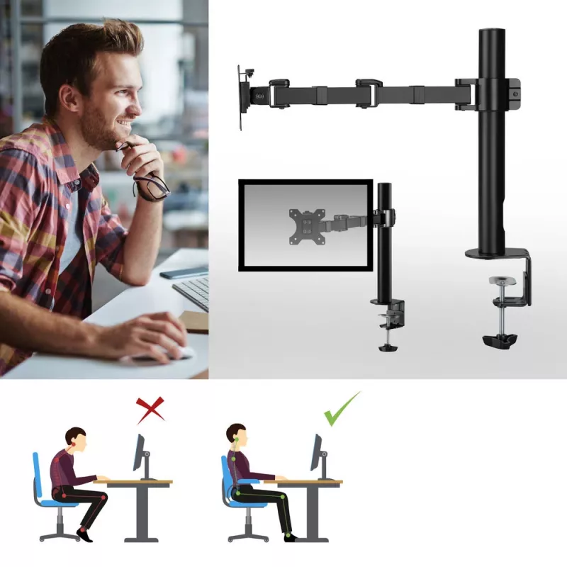 ACT vieno monitoriaus ranka Office Solid Pro spaustuvinis/varžtinis 12 kg 10-32 col.