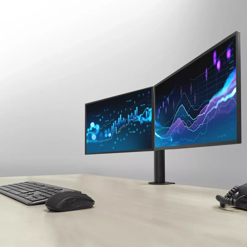 ACT dviejų monitorių laikiklis Office Solid Pro, spaustuvas / per varžtą, 12 kg, 10-32 col.