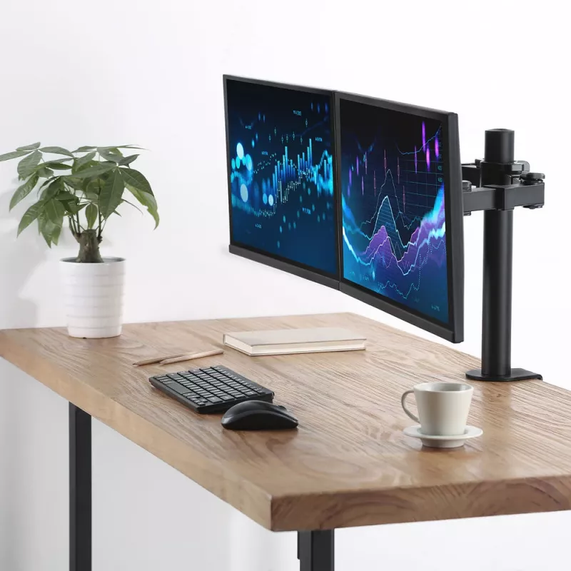 ACT dviejų monitorių laikiklis Office Solid Pro, spaustuvas / per varžtą, 12 kg, 10-32 col.