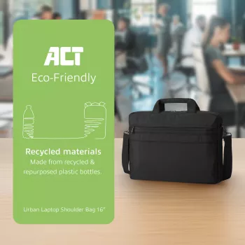 ACT AC8525 Urban petinė kuprinė nešiojamam kompiuteriui iki 16 colių, iš perdirbtų plastikinių butelių