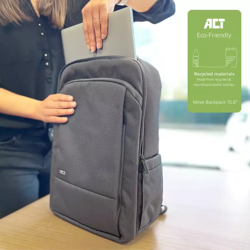 Kuprinė ACT Move AC8560 nešiojamam kompiuteriui iki 15,6 colių, perdirbto PET pilka
