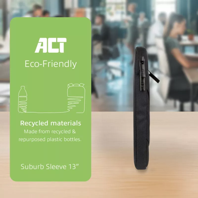 Dėklas nešiojamam kompiuteriui ACT Suburb Laptop Sleeve 13.3 col. iš perdirbtų plastikinių butelių