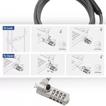 ACT Wedge Laptop Lock AC9035 kombinuotas spynos laidas 2 m metalinis