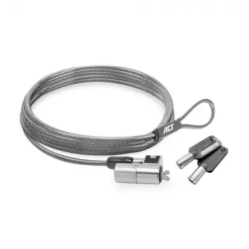 ACT Wedge Laptop Lock spyna su raktais Metallic 2 m kabelis