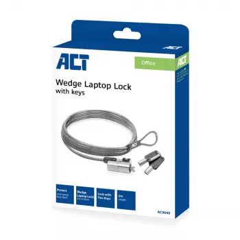 ACT Wedge Laptop Lock spyna su raktais Metallic 2 m kabelis
