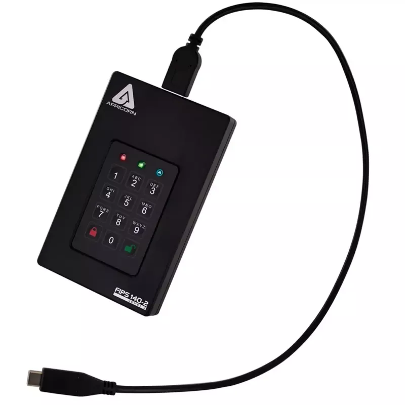 Išorinis kietasis diskas Apricorn Aegis Fortress L3 2 TB, USB Type-A į USB Type-C