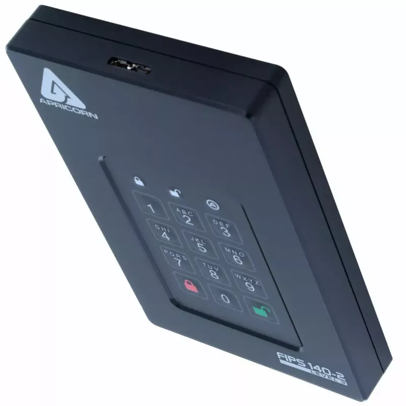 Išorinis kietasis diskas Apricorn Aegis Fortress L3 2 TB, USB Type-A į USB Type-C