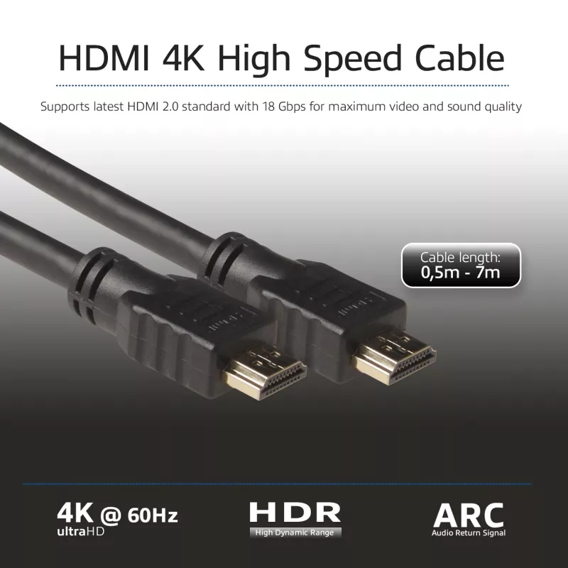 ACT 3 metrų greitasis HDMI laidas v2.0 HDMI-A kištukas - HDMI-A kištukas (AWG30)
