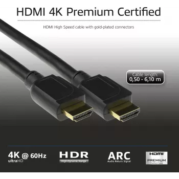 ACT 2 m HDMI High Speed Premium sertifikuotas laidas v2.0 HDMI-A kištukas - HDMI-A kištukas