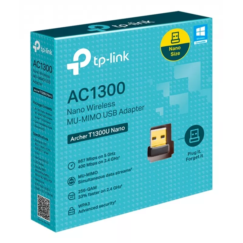 TP-Link Archer T1300U Nano belaidis USB adapteris WLAN 867 Mbit/s