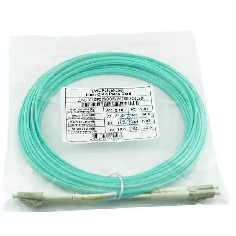 Skaidulinės optikos laidas BlueOptics BK843A-BO 50m LC OM3 Aqua