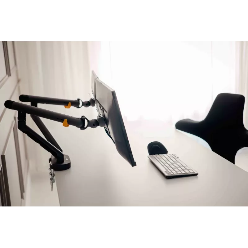 BakkerElkhuizen BE Flexible Dual dviejų monitorų laikiklis, tamsiai pilkas, spaustuvas, 20 kg, 43,2 cm (17 col.), 88,9 cm (35 col.), 100 x 100 mm