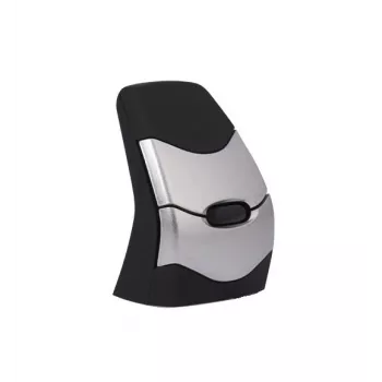 BakkerElkhuizen DXT 2 Precision Mouse belaidė, ambidekstrinė, vertikalaus dizaino, lazerinė, RF belaidis + Bluetooth, 2000 DPI, juoda, pilka