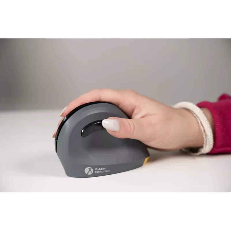 BakkerElkhuizen PRF Mouse Wireless belaidė vertikali pelė, pilka, dešinei rankai, optinė, RF belaidė, 1600 DPI, juoda, pilka
