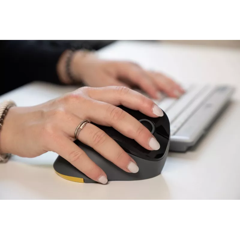 BakkerElkhuizen PRF Mouse Wireless belaidė vertikali pelė, pilka, dešinei rankai, optinė, RF belaidė, 1600 DPI, juoda, pilka