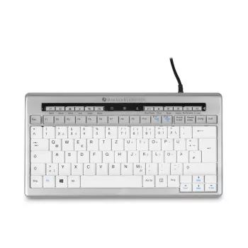 BakkerElkhuizen S-Board 840 DE Qwertz, tenkeyless (80-87%), laidinis, USB, žirklinis mechanizmas, QWERTZ, šviesiai pilka, balta