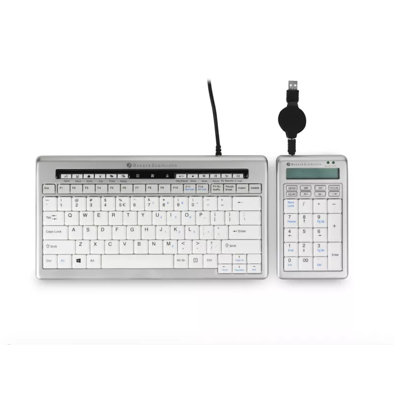BakkerElkhuizen S-board 840 Numeric skaitmeninis klaviatūros blokas, USB, PC, 1.2 m, šviesiai pilka, balta