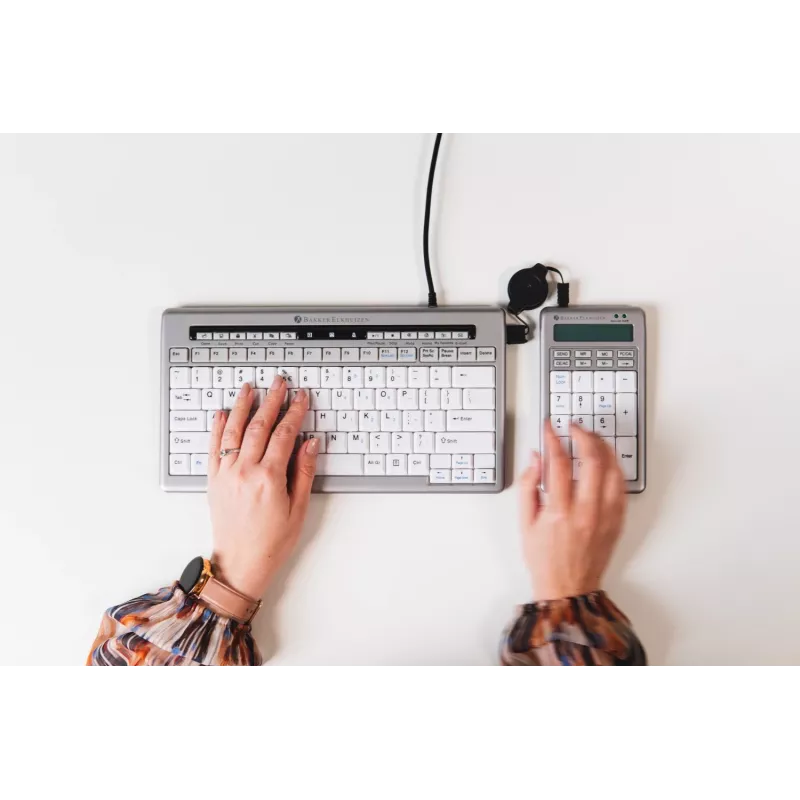 BakkerElkhuizen S-board 840 Numeric skaitmeninis klaviatūros blokas, USB, PC, 1.2 m, šviesiai pilka, balta