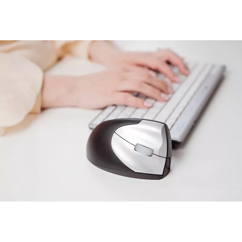 BakkerElkhuizen Handshake Wireless VS4 vertikali pelė kairiarankiams ir dešiniarankiams, RF belaidė, lazerinė, 2400 DPI