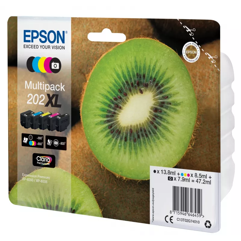 Epson 202XL C13T02G74020 5 spalvų multipack Claria Premium rašalo kasetės (dideles talpos)