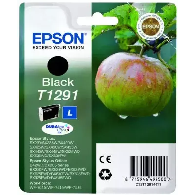 Rašalinė kasetė Epson T1291 DURABrite Ultra – juoda pigmentinė, 1 vnt.