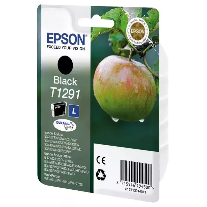 Rašalinė kasetė Epson T1291 DURABrite Ultra – juoda pigmentinė, 1 vnt.