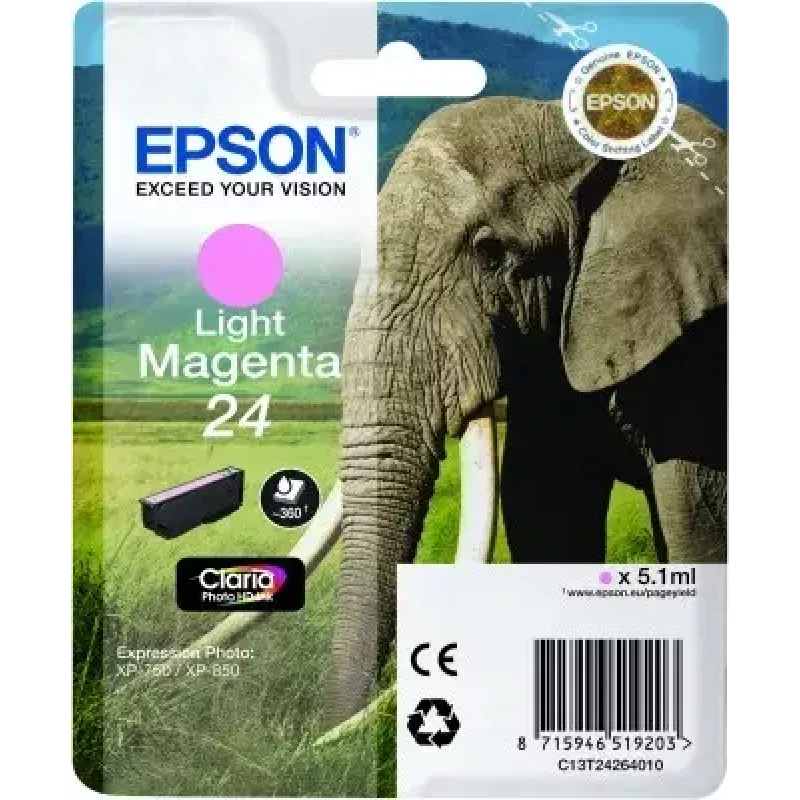 Originalus Epson kasetė C13T24264010 pigmentinė šviesiai purpurinė vienetinis paketas