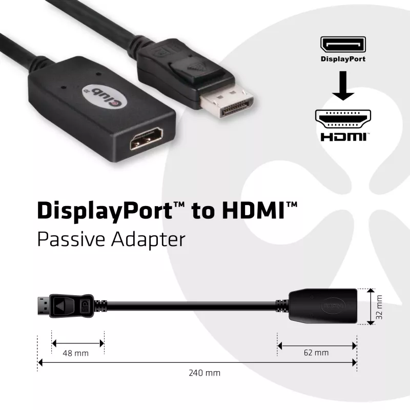 Pasyvus adapteris DisplayPort į HDMI CLUB3D CAC-1001