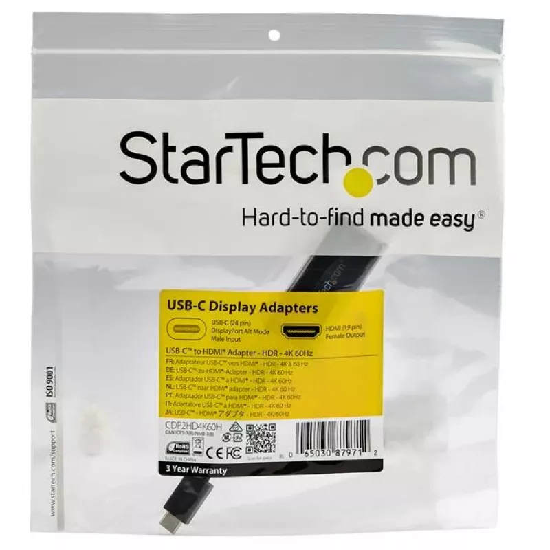 StarTech.com USB-C į HDMI adapteris – 4K 60Hz vaizdas, HDR10 – USB-C į HDMI 2.0b adapteris – USB Type-C DP Alt Mode prie HDMI monitoriaus/ekrano/TV – USB-C į HDMI keitiklis
