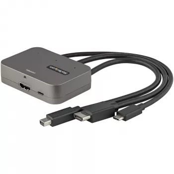StarTech.com 3-in-1 Multiport į HDMI adapteris - 4K 60Hz USB-C, HDMI arba Mini DisplayPort į HDMI keitiklis konferencijų kambariams - Skaitmeninis AV vaizdo adapteris HDMI monitoriui/ekranui prijungti