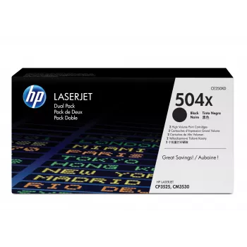 HP 504X 2 vnt. didelės talpos juodi originalūs LaserJet kasečiai