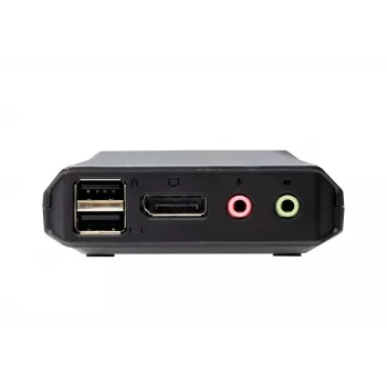 ATEN CS52DP 2 prievadų USB-C DisplayPort hibridinis KVM jungiklis, 4096 x 2160 pikselių, 4K Ultra HD, 0,74 W, juodas